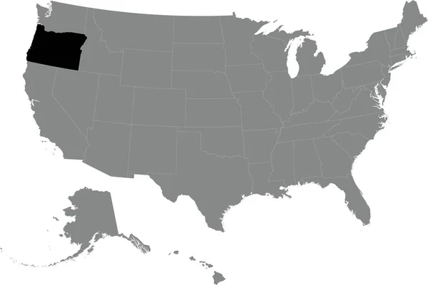 Чорна Cmyk Федеральна Карта Oregon Всередині Деталізованої Сірої Порожньої Політичної — стоковий вектор