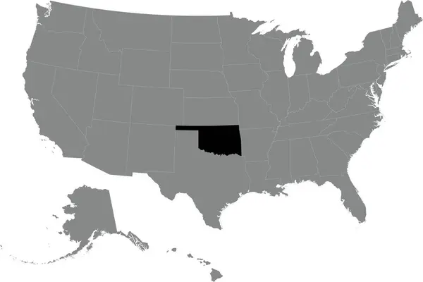 Oklahoma Nın Siyah Cmyk Federal Haritası Amerika Birleşik Devletleri Nin — Stok Vektör