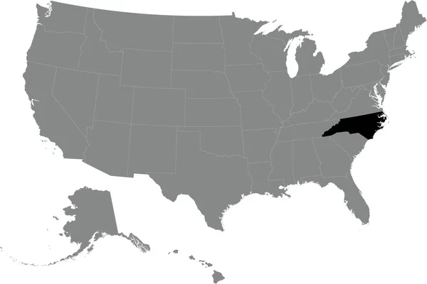 Mapa Federal Cmyk Negro Carolina Del Norte Dentro Del Mapa — Archivo Imágenes Vectoriales