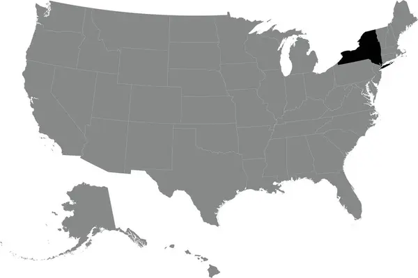 Чорна Cmyk Федеральна Карта Нового York Всередині Деталізованої Сірої Порожньої — стоковий вектор