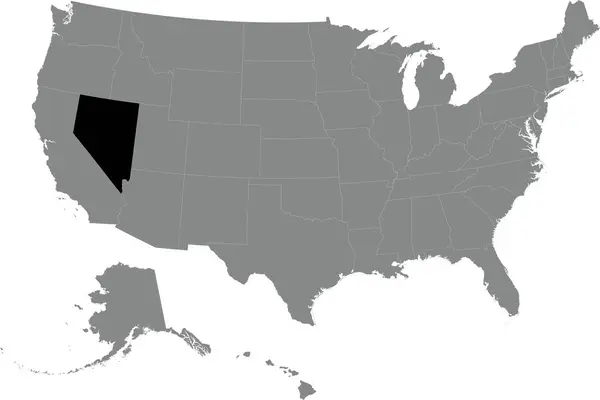 Μαύρο Cmyk Ομοσπονδιακό Χάρτη Της Nevada Μέσα Λεπτομερή Γκρι Κενό — Διανυσματικό Αρχείο