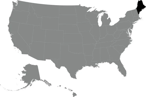 Černá Cmyk Federální Mapa Maine Uvnitř Detailní Šedé Prázdné Politické — Stockový vektor