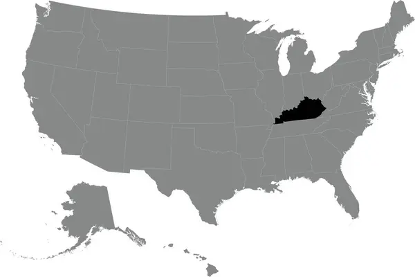 Kentucky Nin Siyah Cmyk Federal Haritası Amerika Birleşik Devletleri Nin — Stok Vektör
