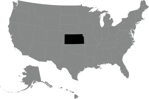 Mappa Federale Cmyk Nera Kansas All Interno Una Dettagliata Mappa — Vettoriale Stock