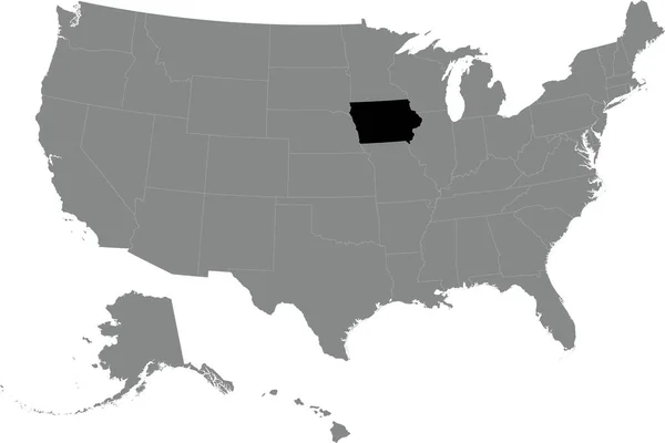 Μαύρο Cmyk Ομοσπονδιακό Χάρτη Της Iowa Μέσα Λεπτομερή Γκρι Κενό — Διανυσματικό Αρχείο