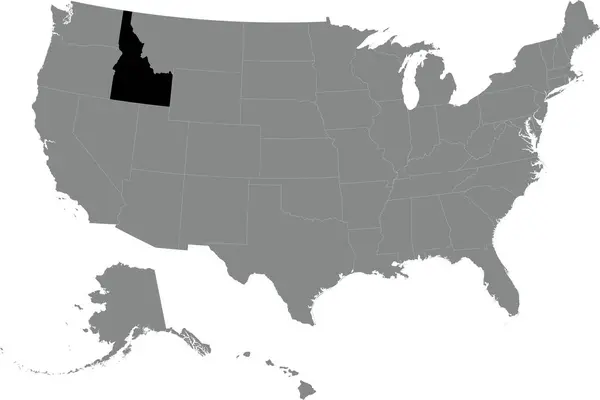 Mappa Federale Cmyk Nera Idaho All Interno Una Dettagliata Mappa — Vettoriale Stock