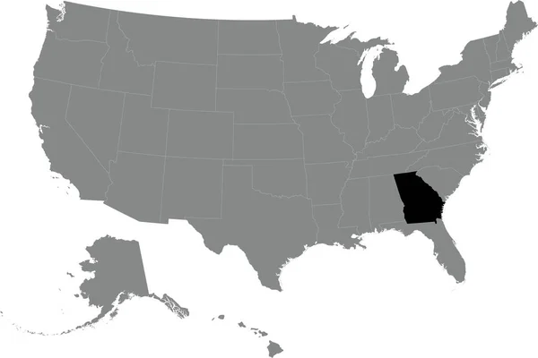 Чорна Cmyk Федеральна Карта Georgia Всередині Деталізованої Сірої Порожньої Політичної — стоковий вектор