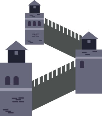 Çin Seddi, BEIJING 'in Çin tarihi anıtının basit renkli düz çizimi.