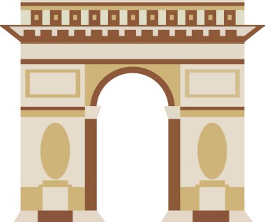 ARC DE TRIOMPHE DE L 'TOILE, PARIS' in Fransız tarihi anıtının basit renkli düz çizimi