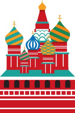 Aziz BASİL Katedrali MOSCOW 'un Rus tarihi anıtının basit renkli düz çizimi