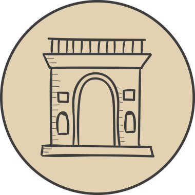 ARC DE TRIOMPHE DE L 'TOILE, PARIS' in Fransız tarihi eser sembolünün basit bej rengi çizimi