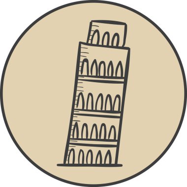 PISA PISA BÜYÜK, PISA 'nın İtalyan tarihi eser simgesinin basit bej rengi çizimi