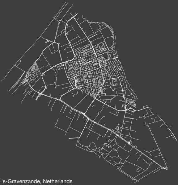 Hollanda 'nın' S-GRAVENZANDE, NETHERLANDS kentinin elle çizilmiş yol haritası ve klasik arka planda isim etiketi