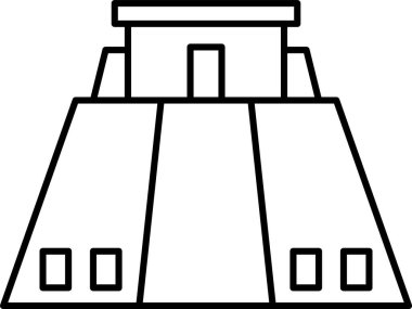 Meksika 'nın tarihsel simgesi olan MAGİKAN YUCATAN' ın PYRAMID 'inin basit siyah düz çizimi