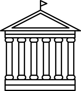 BRITISH MÜZEUM, LONDON 'un İngiliz tarihi anıtının basit siyah düz çizimi