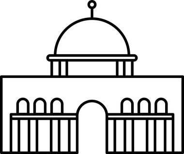 Taşın Kubbesi JERUSALEM 'in İsrail tarihi anıtının basit siyah düz çizimi