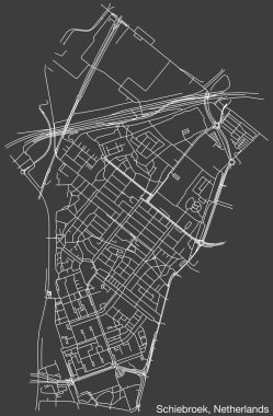 Hollanda 'nın SCHIEBROEK kenti, NETHERLANDS' in klasik arka plan üzerinde sağlam yol çizgileri ve isim etiketine sahip elle çizilmiş yol haritası