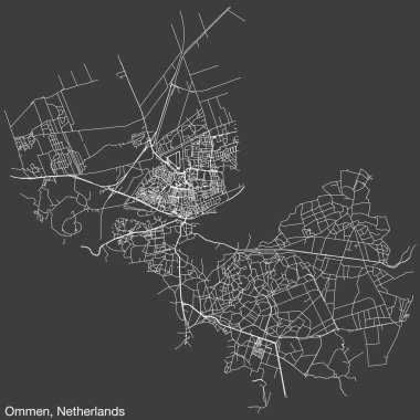 Hollanda 'nın Umman kenti, NETHERLANDS' ın klasik arka plan üzerinde sağlam yol çizgileri ve isim etiketine sahip elle çizilmiş yol haritası