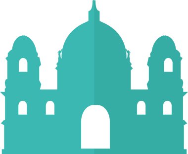 BERLINER Katedrali DOM, BERLIN 'in Alman tarihi anıtının basit mavi düz çizimi