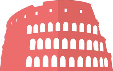 KOLOSSEUM, ROME 'un İtalyan tarihi anıtının basit kırmızı düz çizimi