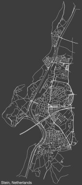 Hollanda 'nın STEIN, NETHERLANDS kentinin elle çizilmiş yol haritası ve klasik arka planda isim etiketi