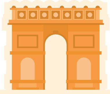 ARC DE TRIOMPhe DE L 'TOILE' nin Fransız tarihi anıtının basit turuncu düz çizimi, PARIS