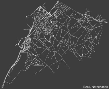 Hollanda 'nın BeEK, NETHERLANDS kentinin elle çizilmiş yol haritası ve klasik arka planda isim etiketi