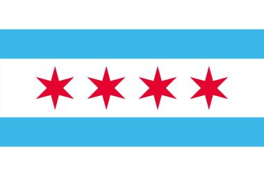 Amerikan şehri Chicago 'nun resmi vektör illüstrasyon bayrağı, ILLINOIS