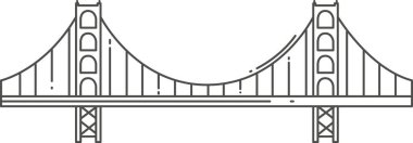 VINCENT THOMAS BRIDGE, LOS ANGELES 'İN Amerikan tarihi anıtının basit siyah düz çizimi