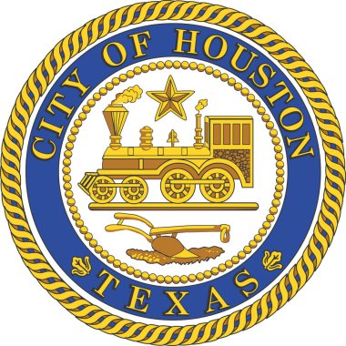 Amerikan şehri HOUSTON, TEXAS 'ın resmi arma vektör illüstrasyonu