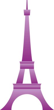 EIFFEL BÜYÜK, PARIS Fransız tarihi anıtının basit 3D mor düz çizimi