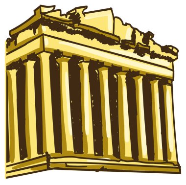 ATHENS ACROPOLIS, ATHENS 'in Yunan tarihi eser simgesinin ayrıntılı çizimi