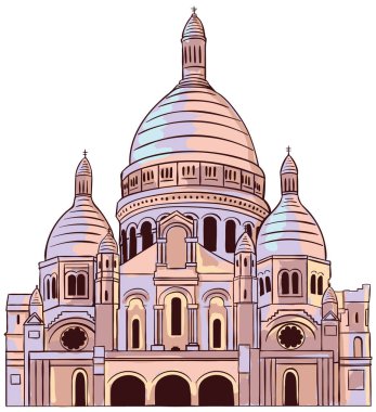 St. Peter 's BASILICA, VATICAN CITY' in Vatikan tarihi anıtının ayrıntılı çizilmiş düz silüeti