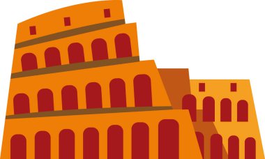KOLOSSEUM, ROME 'un İtalyan tarihi anıtının basit renkli düz çizimi