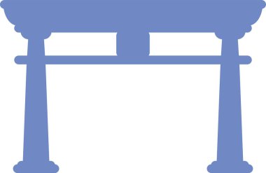 Japon tarihi anıtının basit mavi düz çizimi TORII Kapısı, JAPONYA