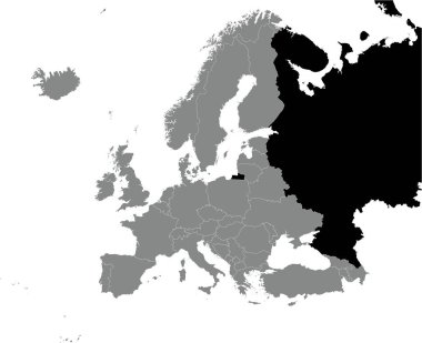 Rusya Fedarasyonunun (Avrupa bölümü) konum haritası, Avrupa