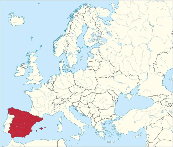 Mapa Lokalizacji Królestwa Hiszpanii Europa — Wektor stockowy