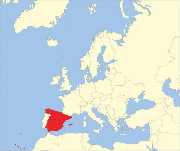 Mapa Umístění Španělského Království Evropa Vektorová Grafika