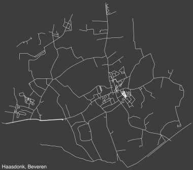 Belçika 'nın BEVEREN belediyesinin HAASDONK SECTION' unun elle çizilmiş yol haritası ve sağlam arka planda isim etiketi