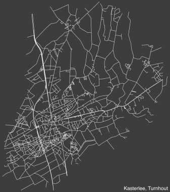 Belçika 'nın TURNHout belediyesinin KASTERLEE COMUNE haritasının ayrıntılı elle çizilmiş yol haritası ve sağlam arka plan üzerinde isim etiketi