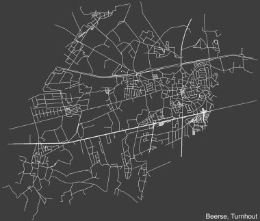 Belçika 'nın TURNHout belediyesinin BEERSE COMUNE haritasının ayrıntılı elle çizilmiş yol haritası ve sağlam arka planda isim etiketi