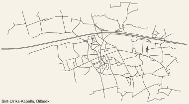 Belçika 'nın DILBEEK belediyesinin SINT-ULRIKS-KAPELLE COMUNE haritasının ayrıntılı elle çizilmiş yol haritası ve sağlam arka plan üzerinde isim etiketi