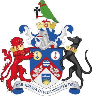 SUTTON BOROUGH, LONDON İngiliz idari yerel otorite bölgesinin resmi arma vektör illüstrasyonu