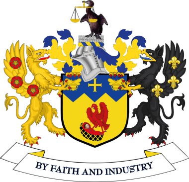 METROPOLITAN BOROUGH of KNOWSLEY, MERSEYSIDE 'nin İngiliz idari yerel idare bölgesinin resmi arma illüstrasyonu