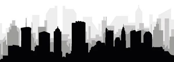 Black Cityscape Skyline Panorama Gray Misty City Buildings Background Columbus — Stock Vector