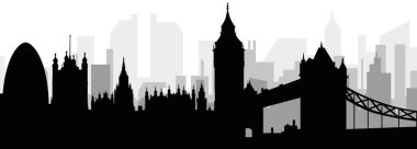 Gri sisli şehir binalarıyla siyah şehir manzarası manzarası London, UNITED KINGDOM