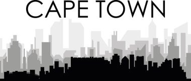 Siyah şehir manzarası gökyüzü manzarası gri sisli şehir binaları CAPE ToWN, Güney Afrika