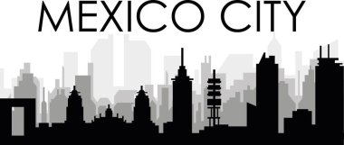 Gri sisli şehir binaları ile siyah şehir manzarası manzarası arka planı MEXICO, MEXICO