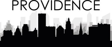 Gri sisli şehir binalarının arka planında ProvIDENCE, Birleşik Devletler 'in siyah şehir manzarası manzarası manzarası