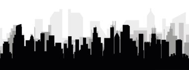 Gri sisli şehir binaları ile siyah şehir manzarası manzarası arka planı Şikago, Birleşik Devletler